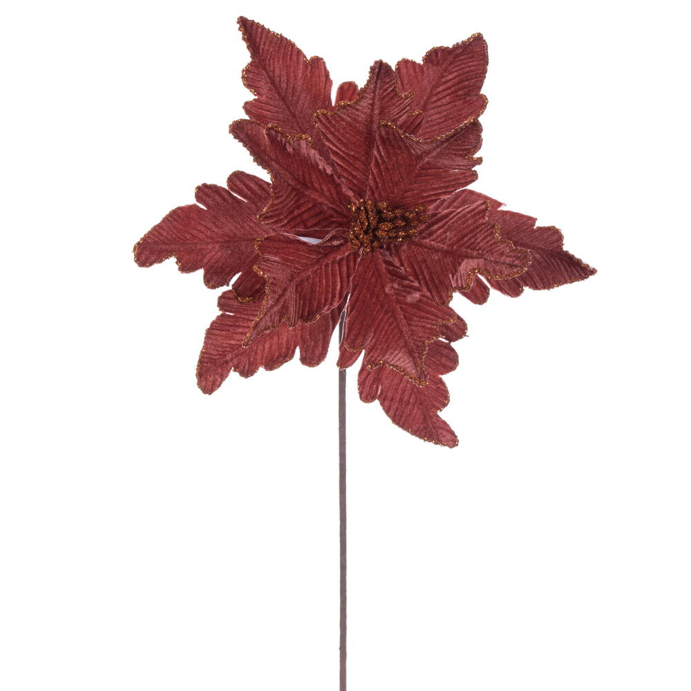 RG241518 13 x 20 in. Burnish Orange Deluxe Velvet Poinsettia Stem