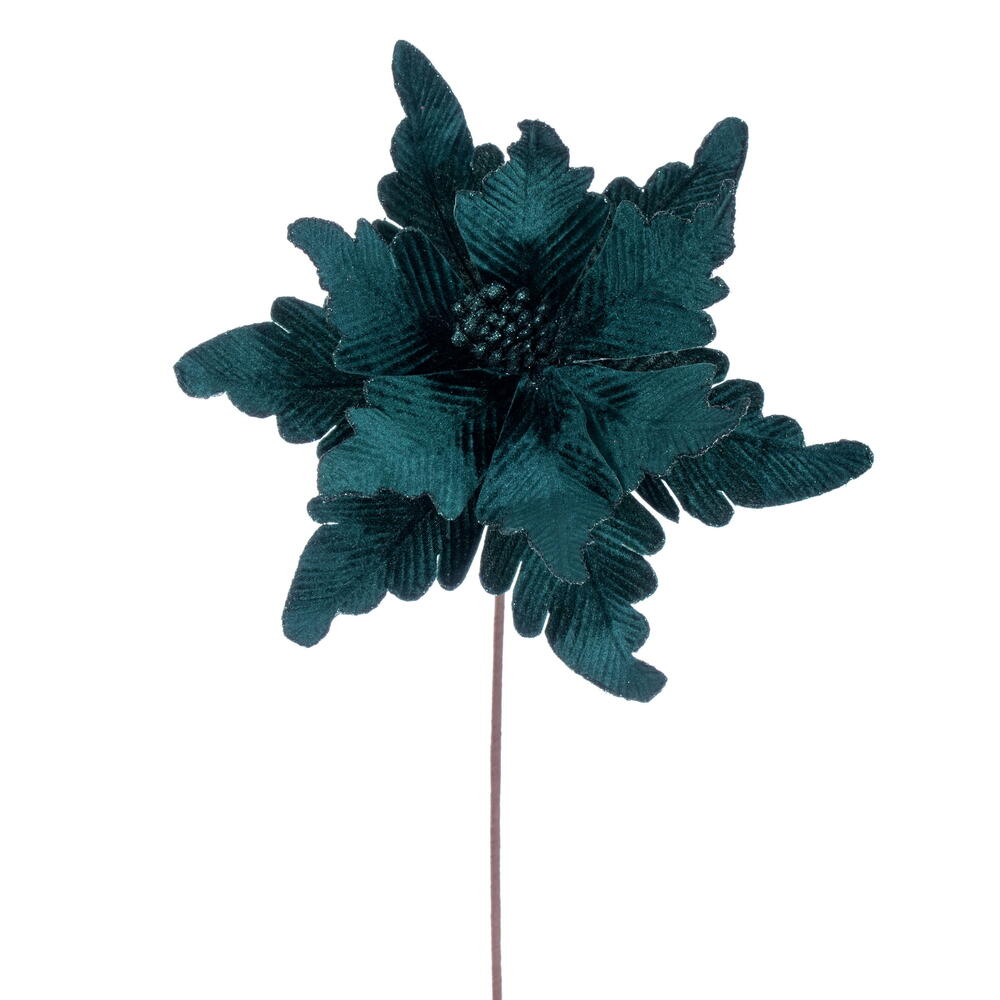 RG241574 13 x 20 in. Midnight Green Deluxe Velvet Poinsettia Stem
