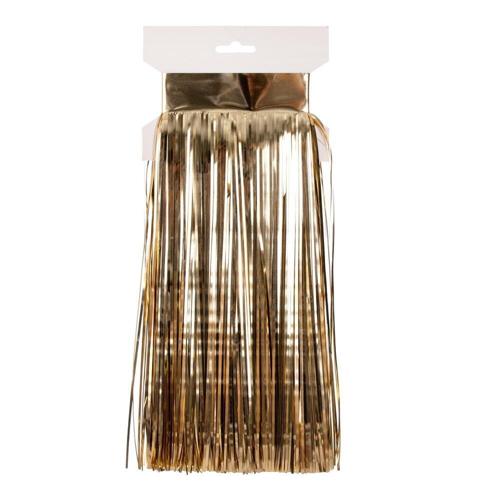 RX241038 10 ft. x 12 in. Champagne Tinsel Icicle Curtain - Pack of 4