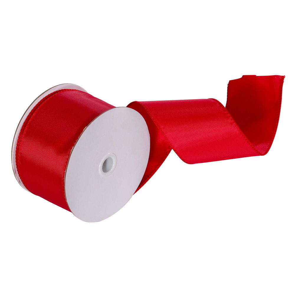 L130303 3 in. Nylon Wired Outdoor Ribbon 25 yard Spool - Red