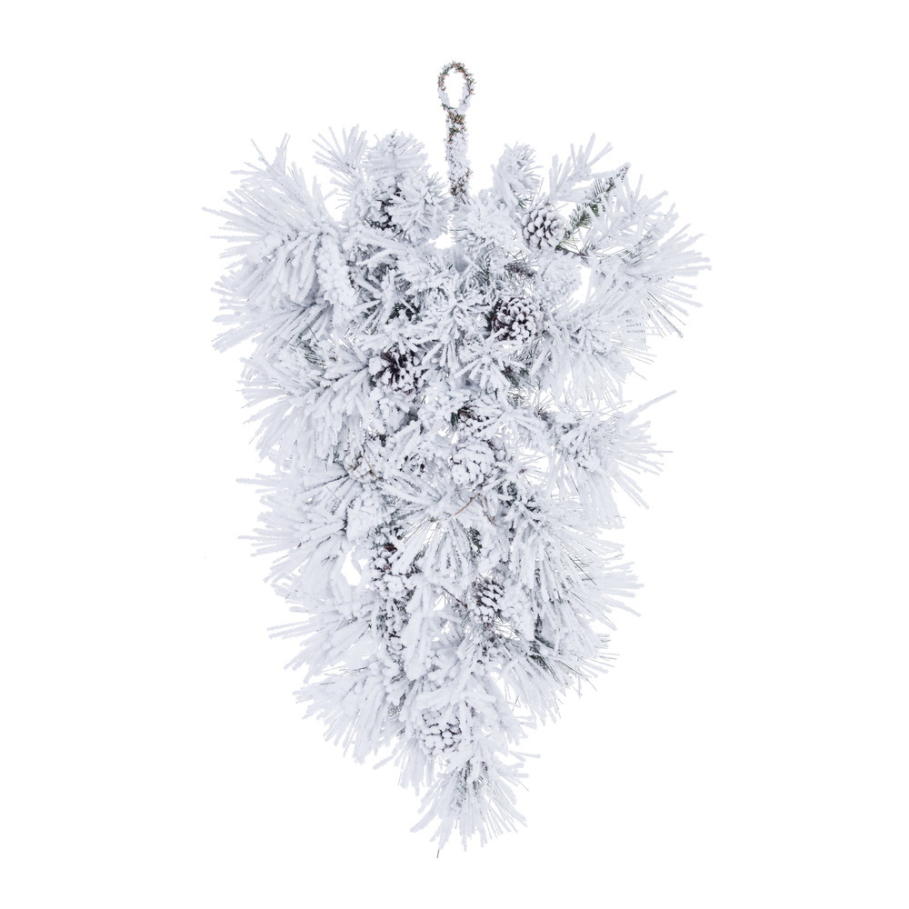 A264506 36 in. Flocked White on Green Mountain Pine Tear Drop with 107T