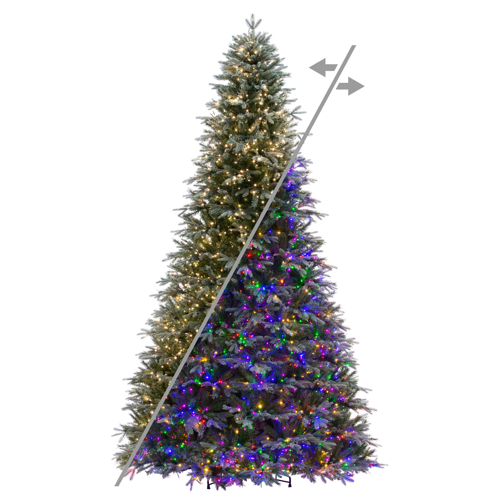 K264688LEDCC 10 ft. x 72 in. Frosted Sheldon Fir Artificial Pre-Lit Christmas Tree with 3 mm 3200 LED Color Changing