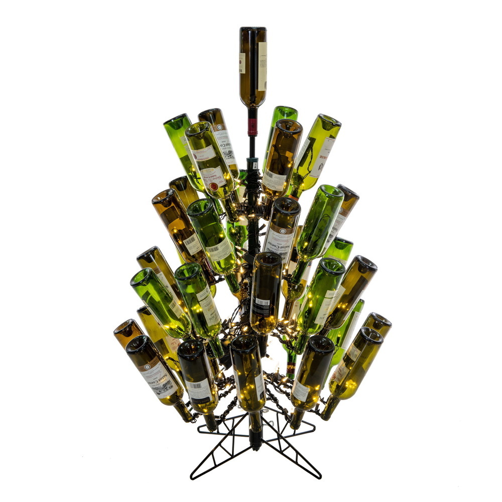 K251441LED 4 ft. x 30 in. Dura Lit 200 Warm White Wine Bottle Tree - Black