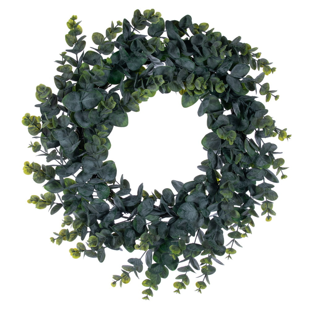 FK260328UV 28 in. UV-Resistant Green Eucalyptus Artificial Wreath