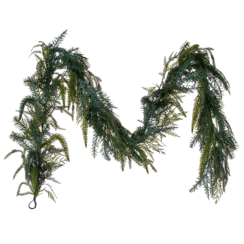RK260772UV 6 ft. UV-Resistant Mixed Green Greenery Pinecone Artificial Garland
