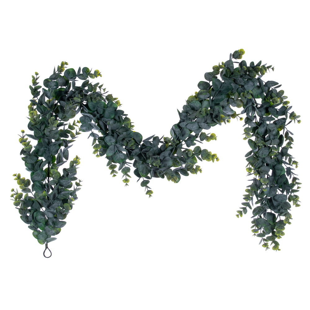 FK260372UV 6 ft. UV-Resistant Green Eucalyptus Artificial Garland
