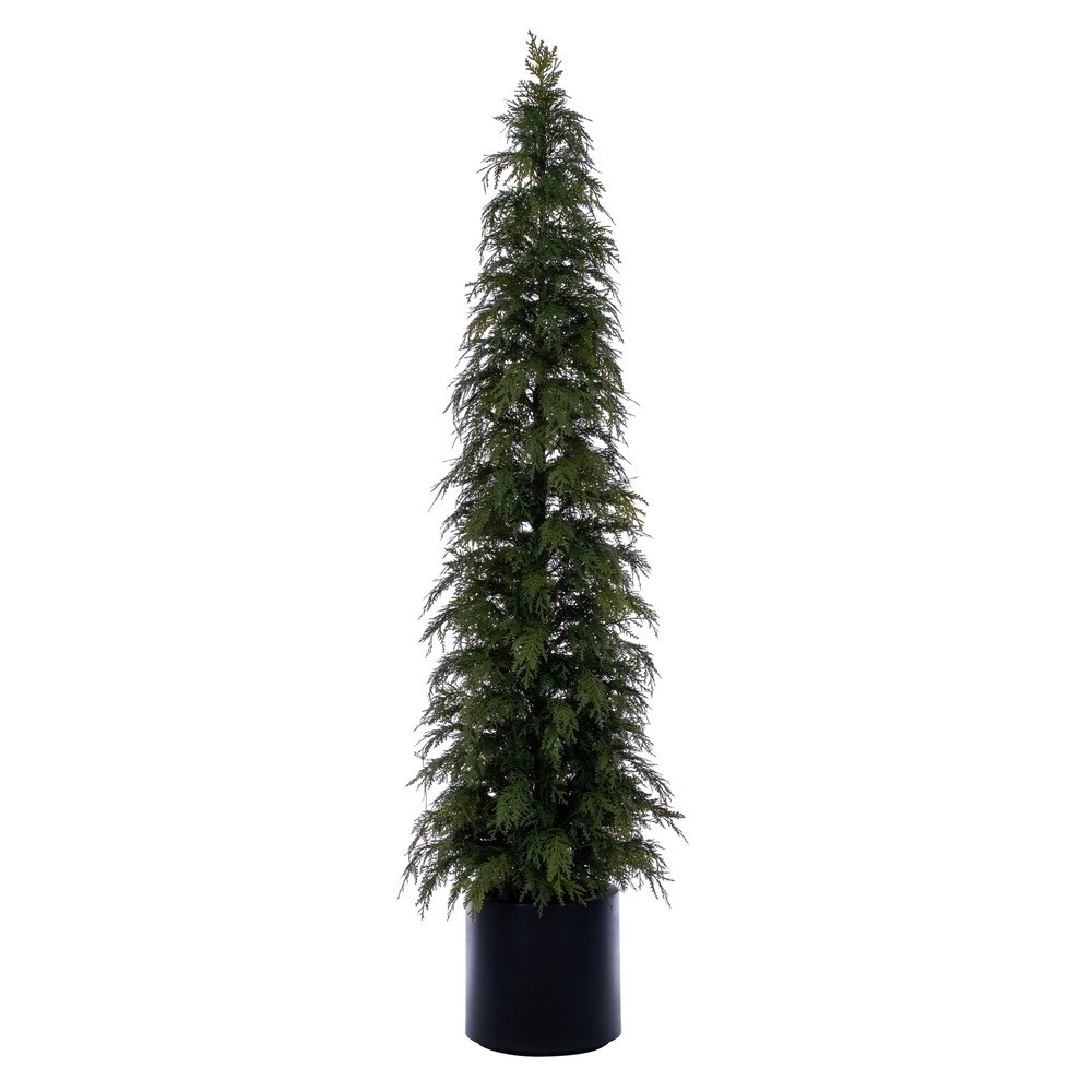 RH260384UV Artificial Green Cedar Potted Tree UV - 7 ft.
