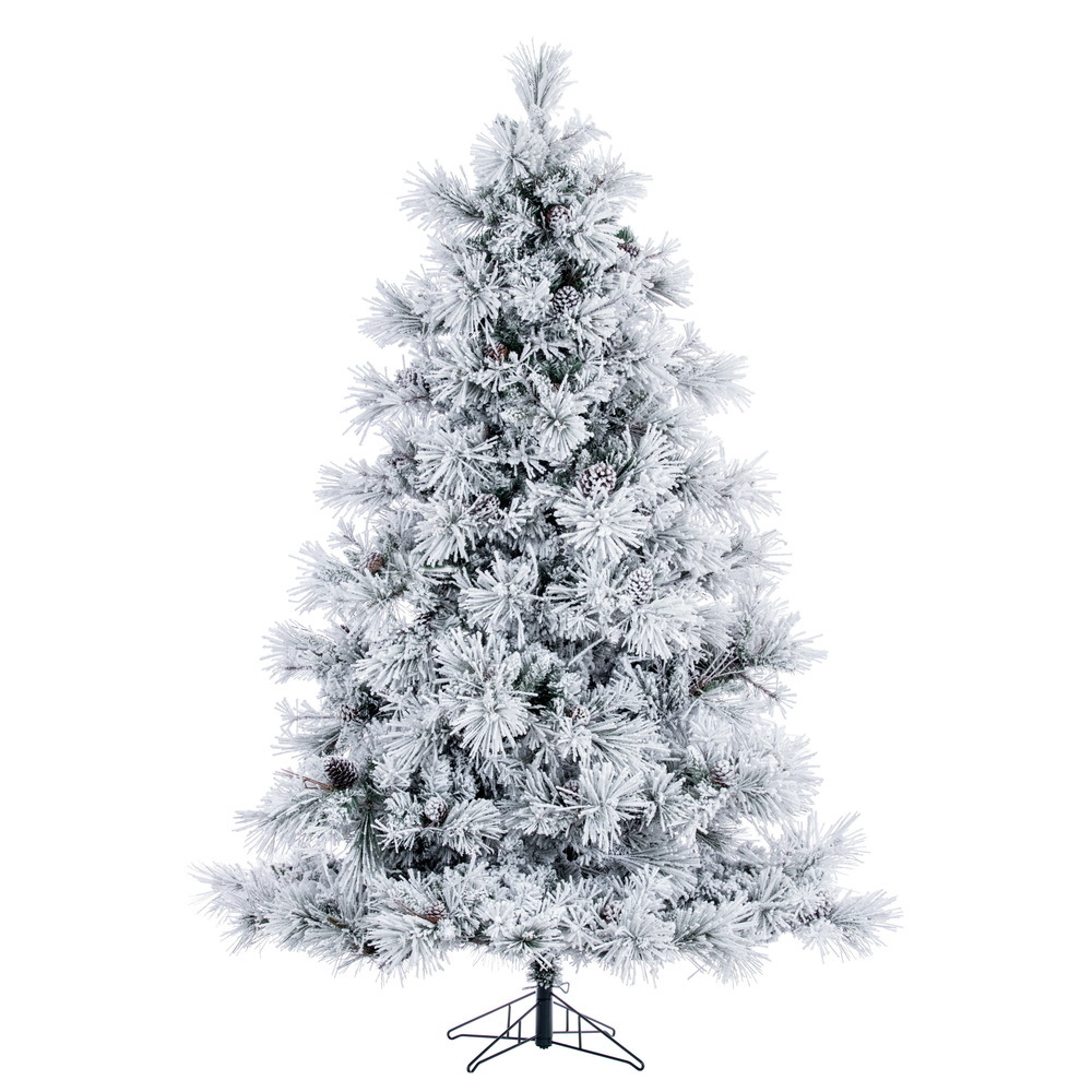 A264475 7.5 ft. x 64 in. Flocked White on Green Mountain Pine Christmas Tree with 1356T