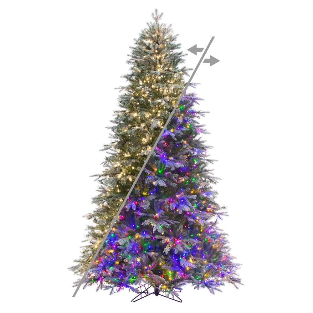 K264683LEDCC 9 ft. x 66 in. Frosted Sheldon Fir Artificial Pre-Lit Christmas Tree with 3 mm 2500 LED Color Changing