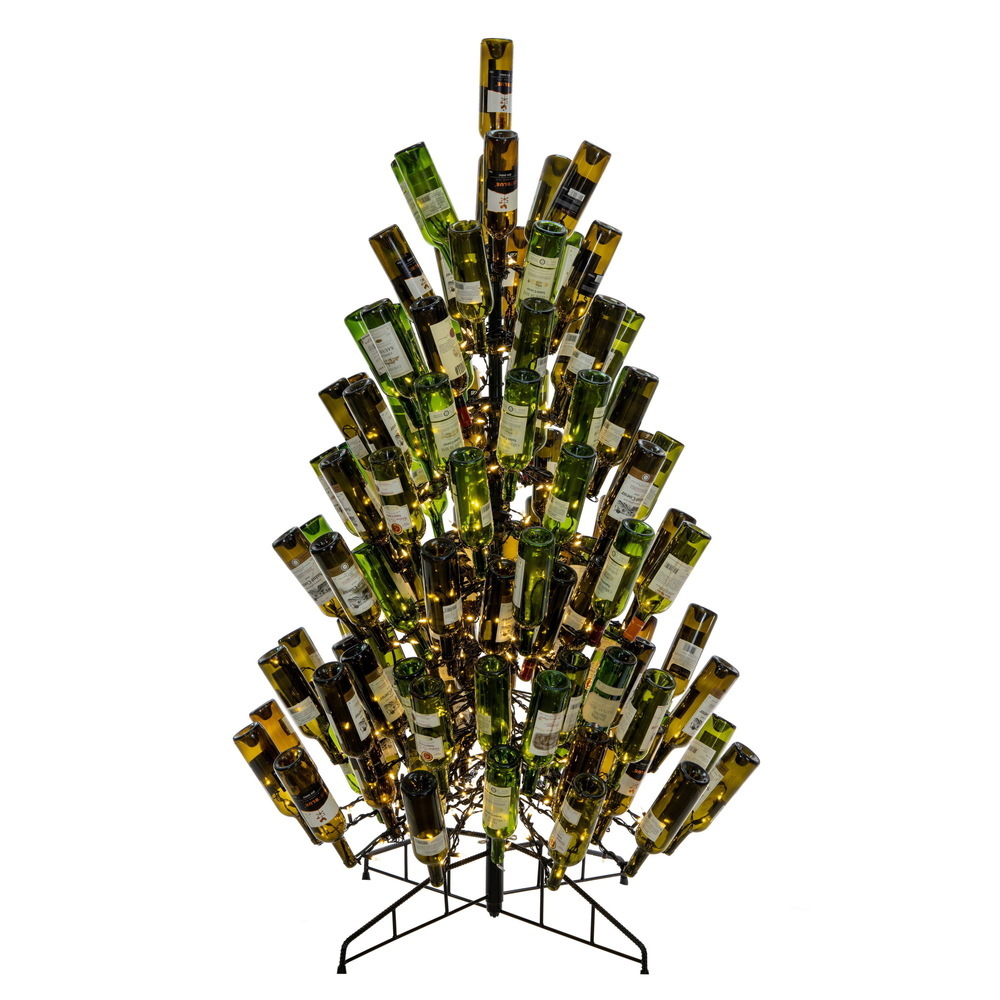 K251466LED 6.5 ft. x 46 in. Dura Lit 600 Warm White Wine Bottle Tree - Black