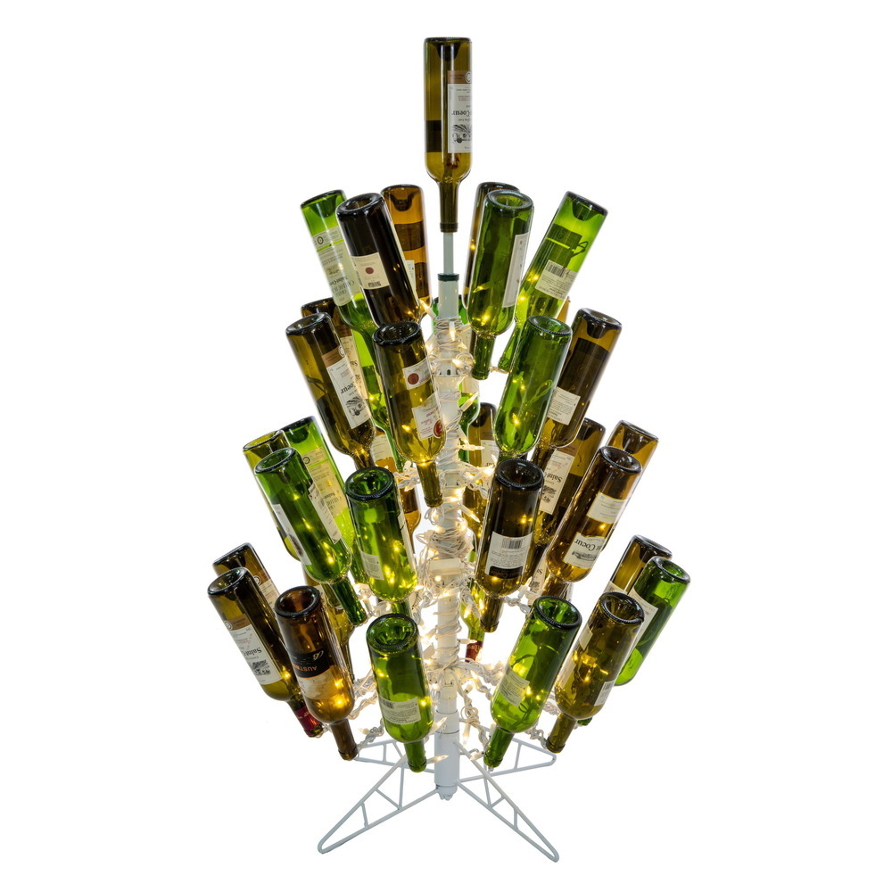 K251241LED 4 ft. x 30 in. Dura Lit 200 Warm White Wine Bottle Tree - White