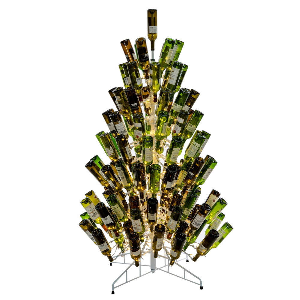 K251266LED 6.5 ft. x 46 in. Dura Lit 600 Warm White Wine Bottle Tree - White