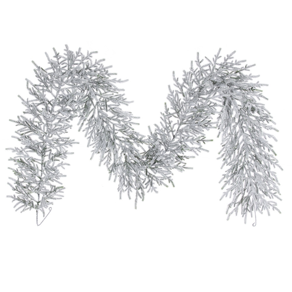 A262316 9 ft. x 16 in. Frosted White on Green Norfolk Garland with 220T