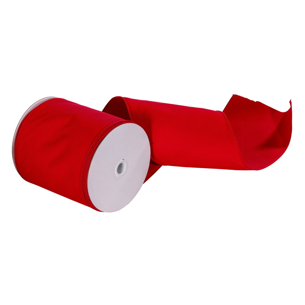 L230306 6 in. Canvas Wired Outdoor Ribbon 25 yard Spool - Red