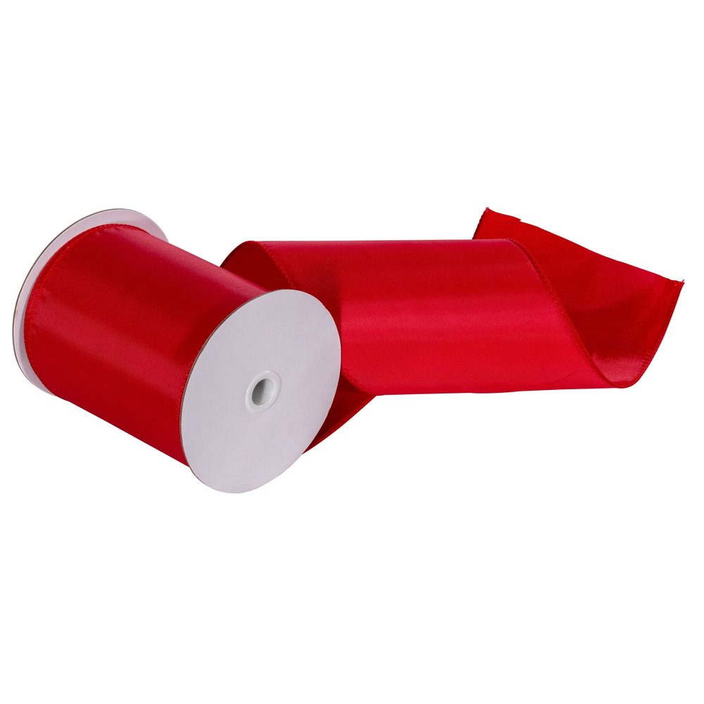 L130306 6 in. Nylon Wired Outdoor Ribbon 25 yard Spool - Red