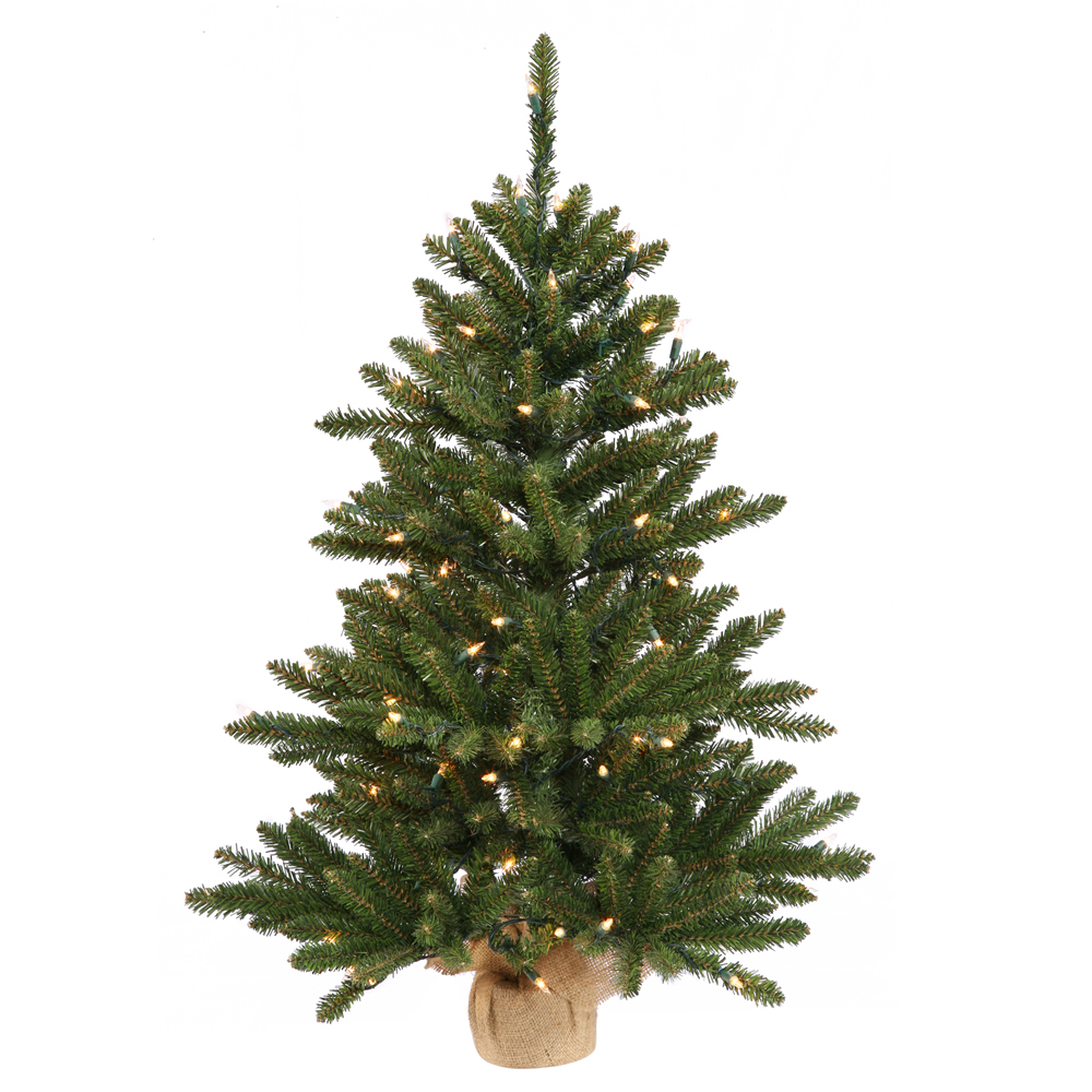 B160444LED Anoka Burlap Base Dura-Lit Tabletop Tree with LED Multi-Color Lights, 42 in.