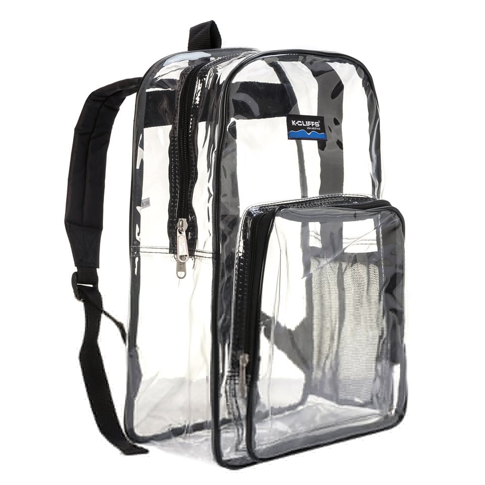 17 in. Clear Simple See Through Transparent Vinyl Backpack, Black