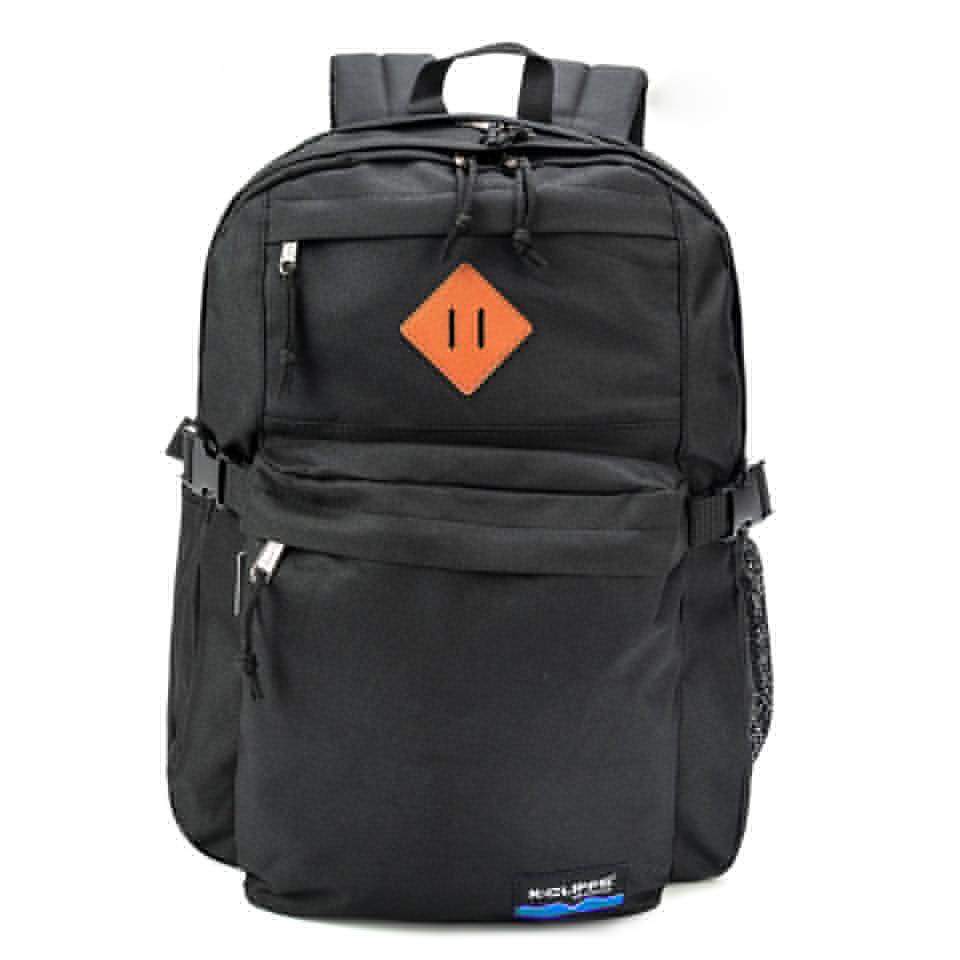 LM224-Black 18 in. Multi-Compartment Daypack with Laptop Sleeve, Bottle Holder & Padded Straps - Black