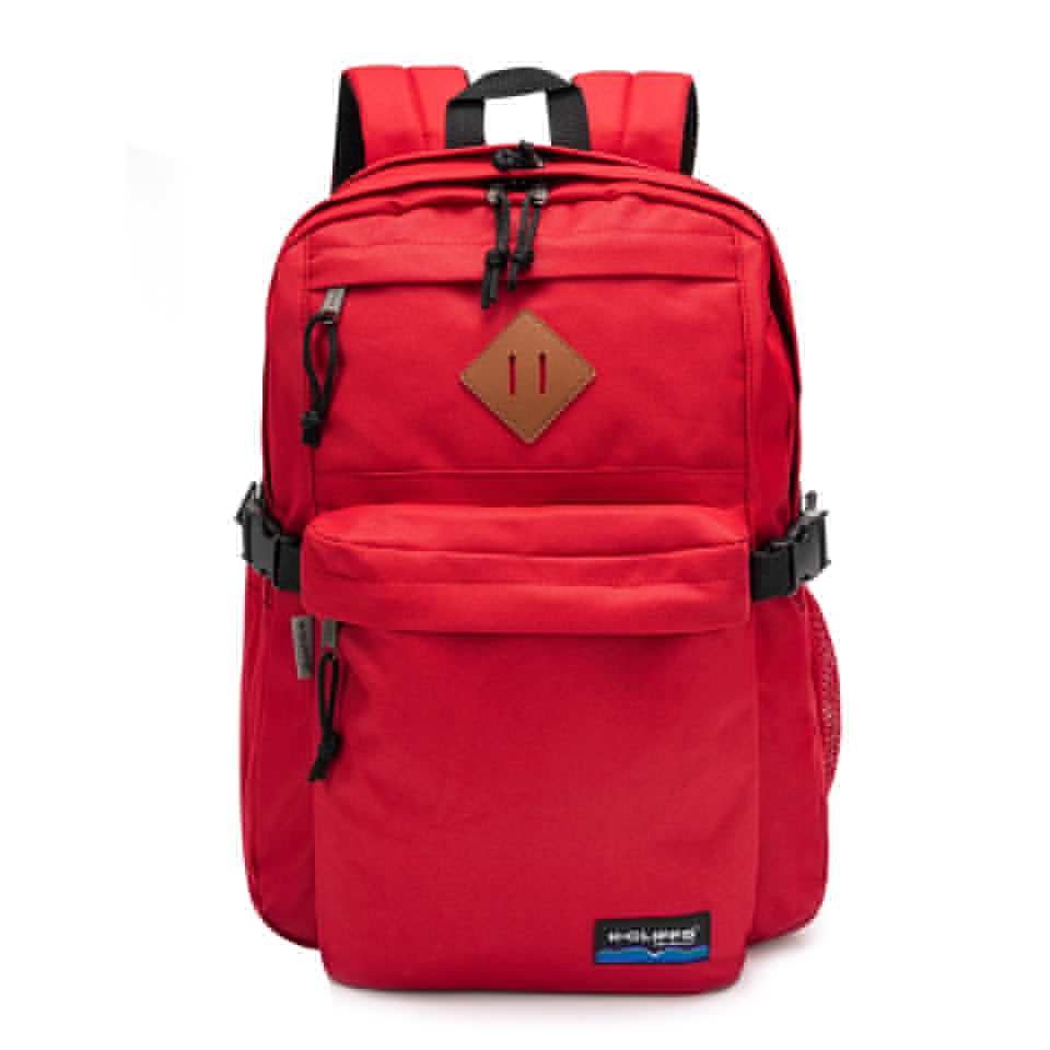 LM224-Red 18 in. Multi-Compartment Daypack with Laptop Sleeve, Bottle Holder & Padded Straps, Red