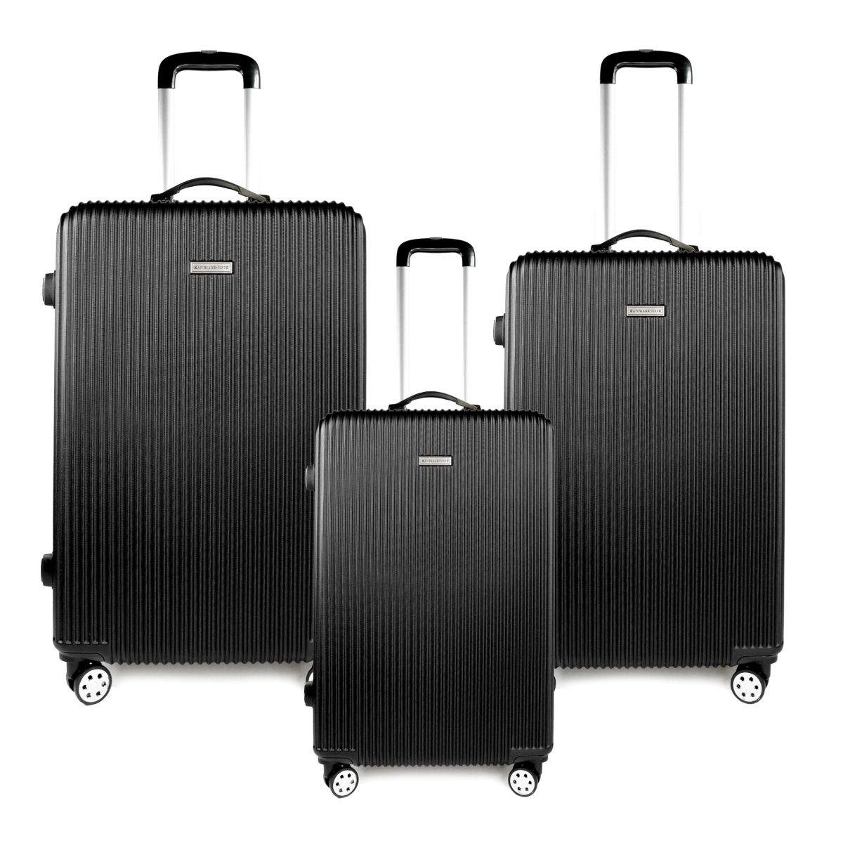 DY-AB-001613-Black Luggage Set Hard side Expandable Lightweight Lockable with ABS Spinner, Black - 3 Piece