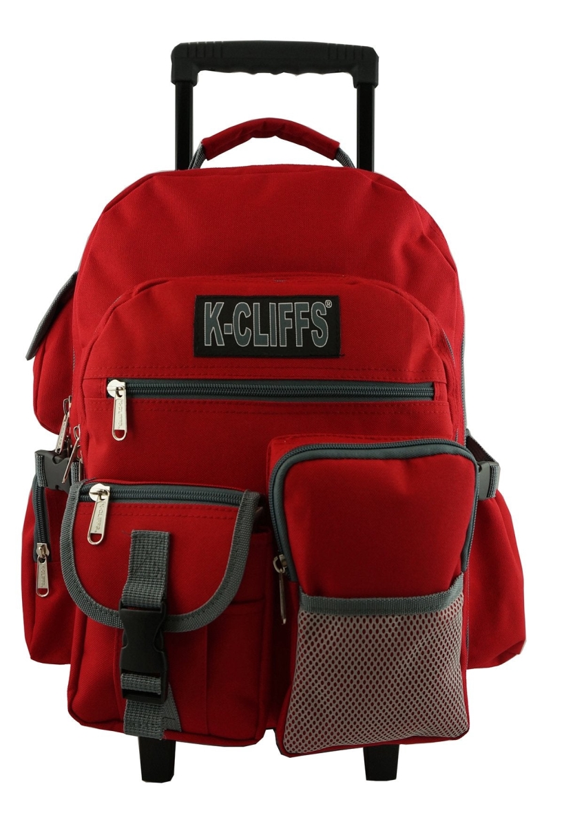 LM218-red Deluxe Wheeled Rolling School Backpack Sturdy Wheels, Red