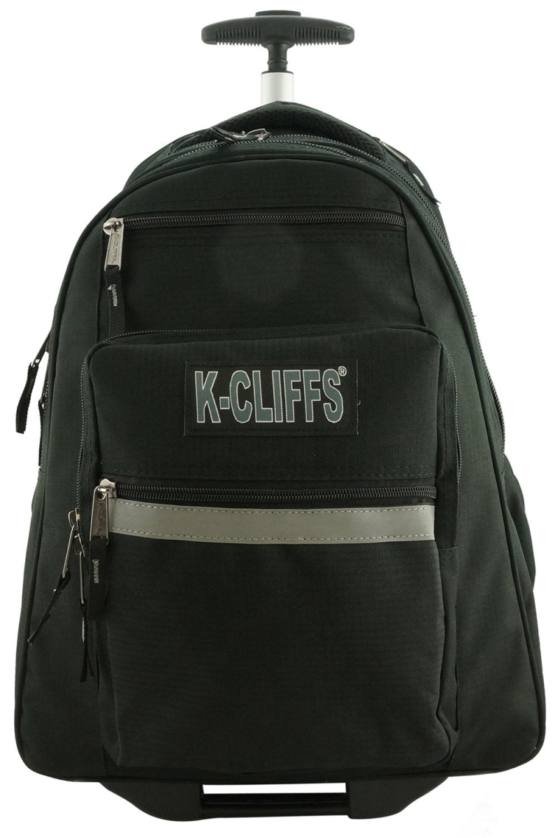 LM221-black Rolling Backpack School Backpacks with Wheels & Multiple Pockets, Black