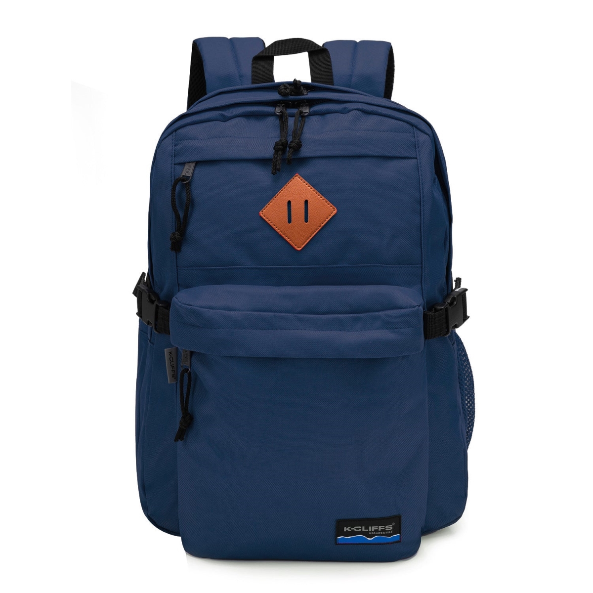 LM224-navy Large Multi-Compartment Backpack with Laptop Sleeve, Bottle Holder & Padded Straps, Navy