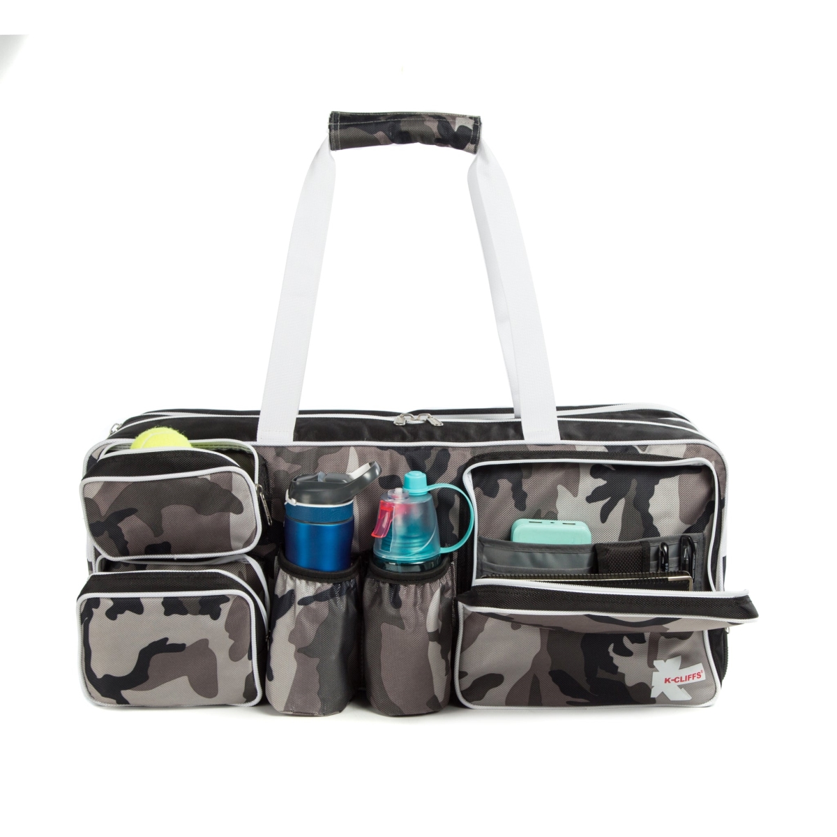 RT124-camo Extra Large Tennis Racket Bag with Deluxe Ballistic Nylon, Shoe Compartment, Camo