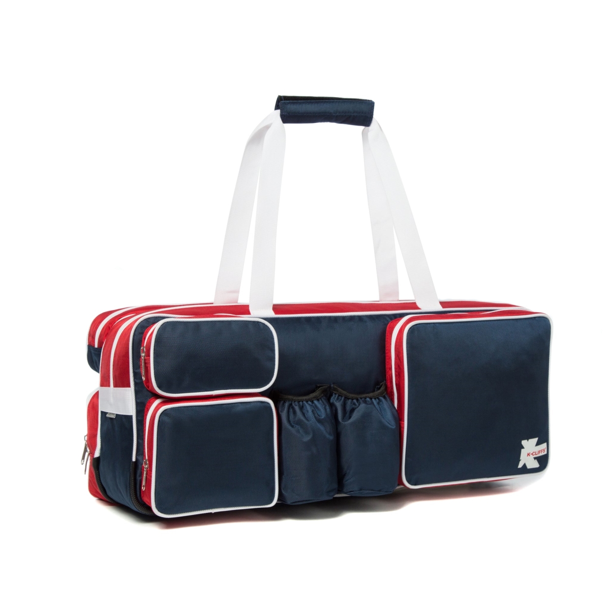 RT124-navy-white Extra Large Tennis Racket Bag with Deluxe Ballistic Nylon, Shoe Compartment, Navy & White
