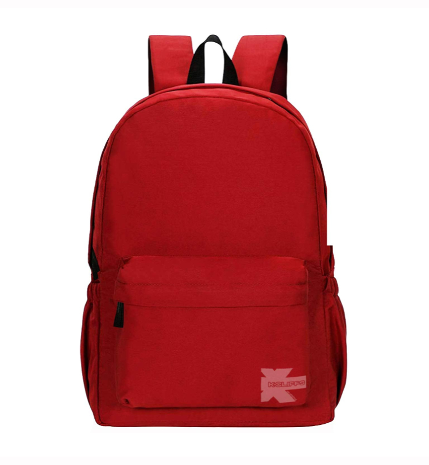 RT129-red Basic 18 in. School Backpack Simple Student School Bag Lightweight Durable Daypack, Red