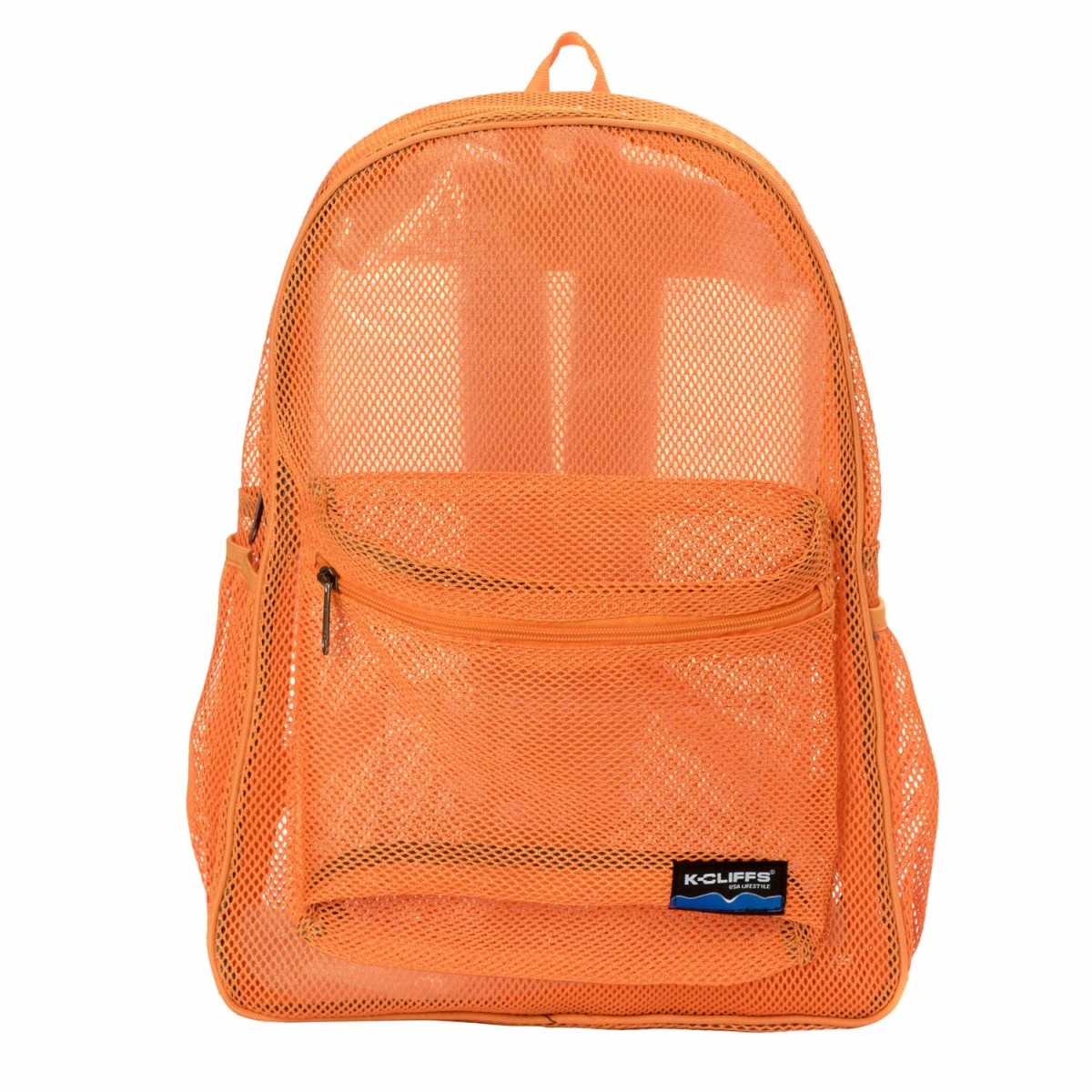 RT130-orange 17 in. Unisex See Thru Mesh School Backpack for Netted, Gym, Sports Daypack, Orange