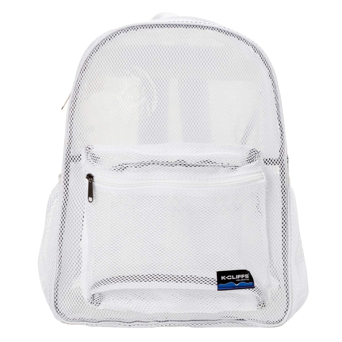 RT130-white 17 in. Unisex See Thru Mesh School Backpack for Netted, Gym, Sports Daypack, White