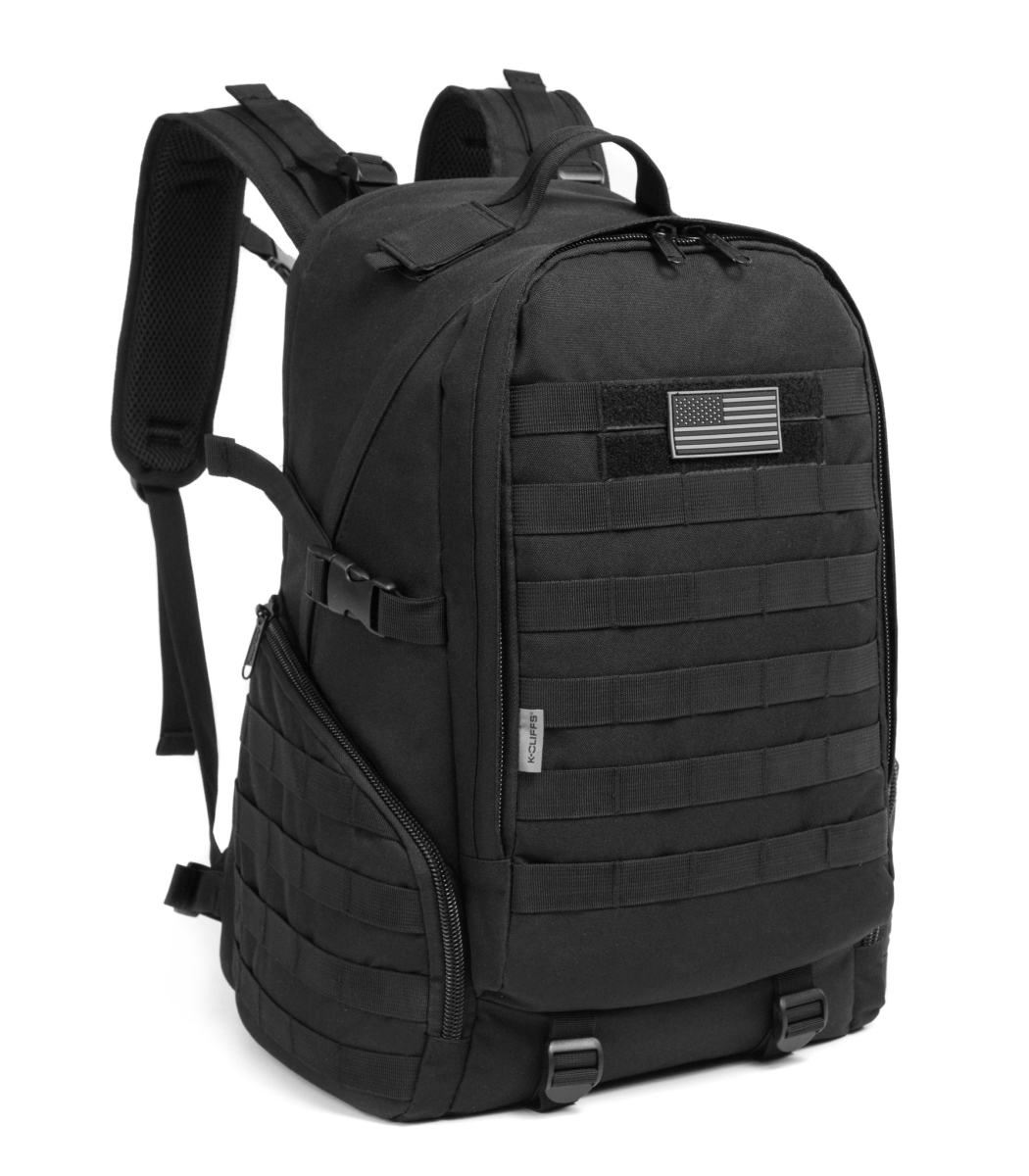 RT141-black Large Tactical Military Backpack Travel Daypack Laptop Bag with Molle System, Black - Medium