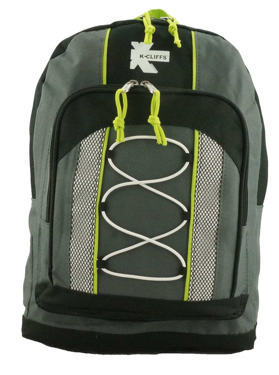S9100-black-grey 15 in. Lightweight Bungee Unisex School Backpack with Water Resistant, Black & Grey