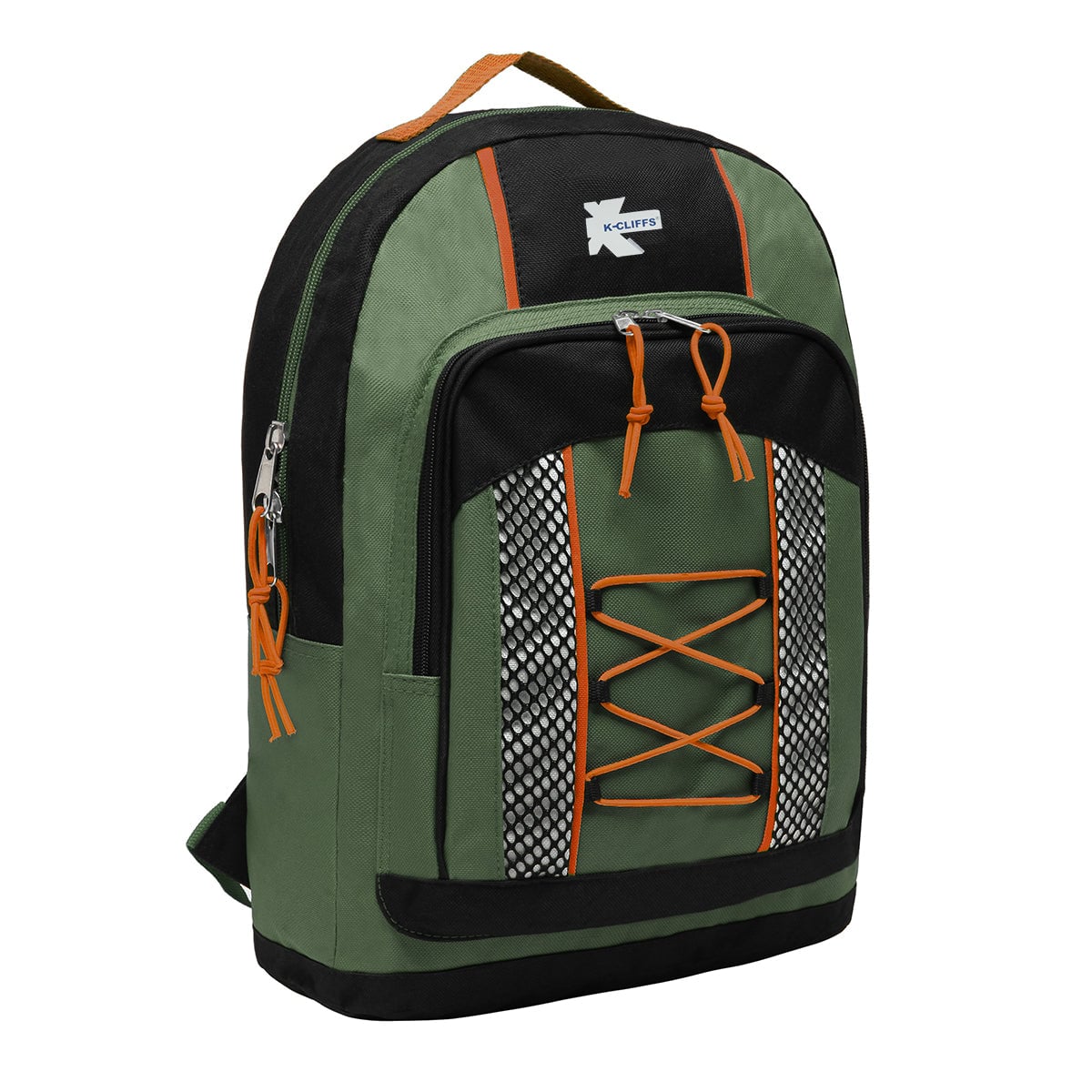 S9100-olive 15 in. Lightweight Bungee Unisex School Backpack with Water Resistant, Olive