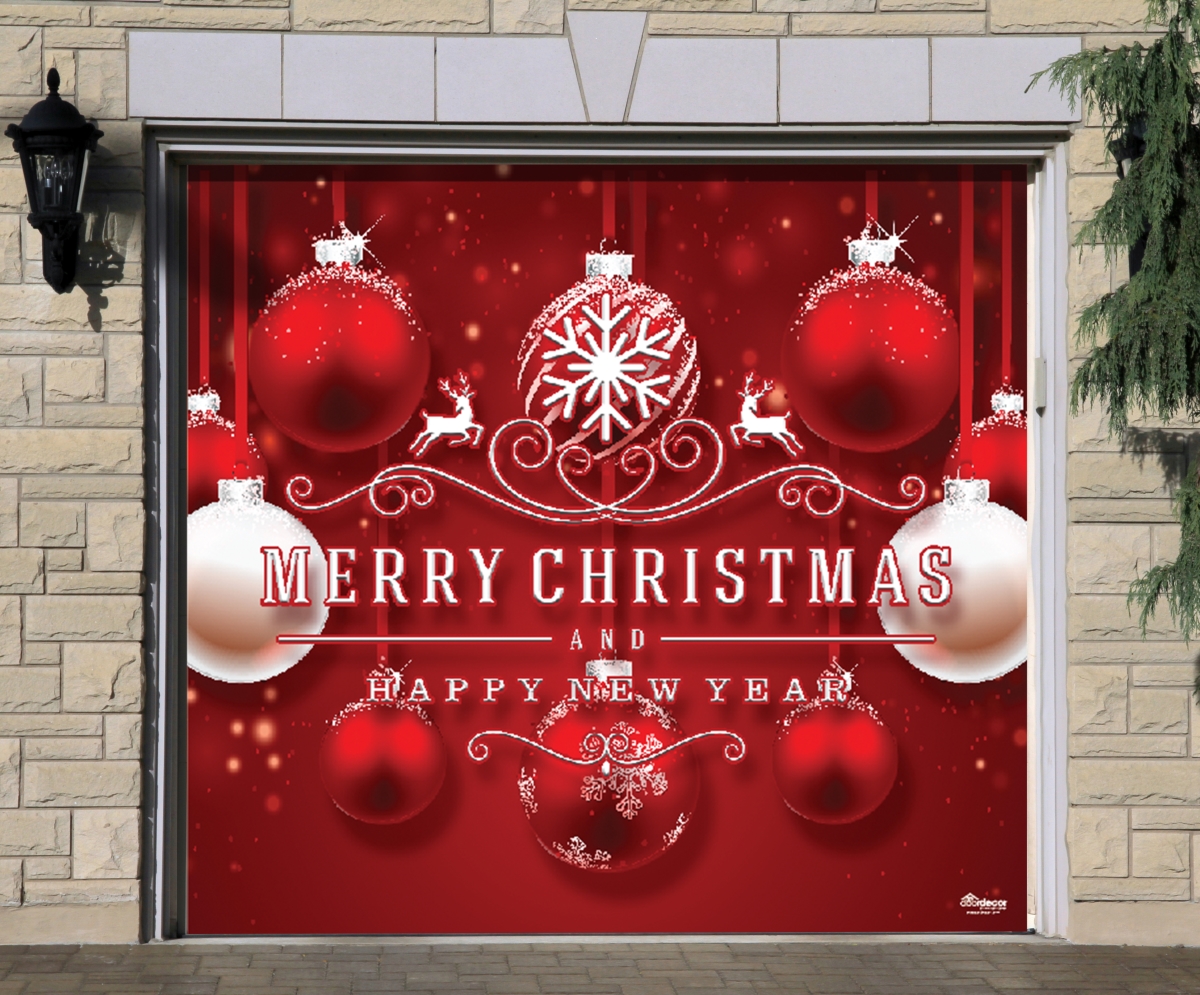 My Door Decor 285903xmas 020 7 X 8 Ft Red Ornaments Christmas