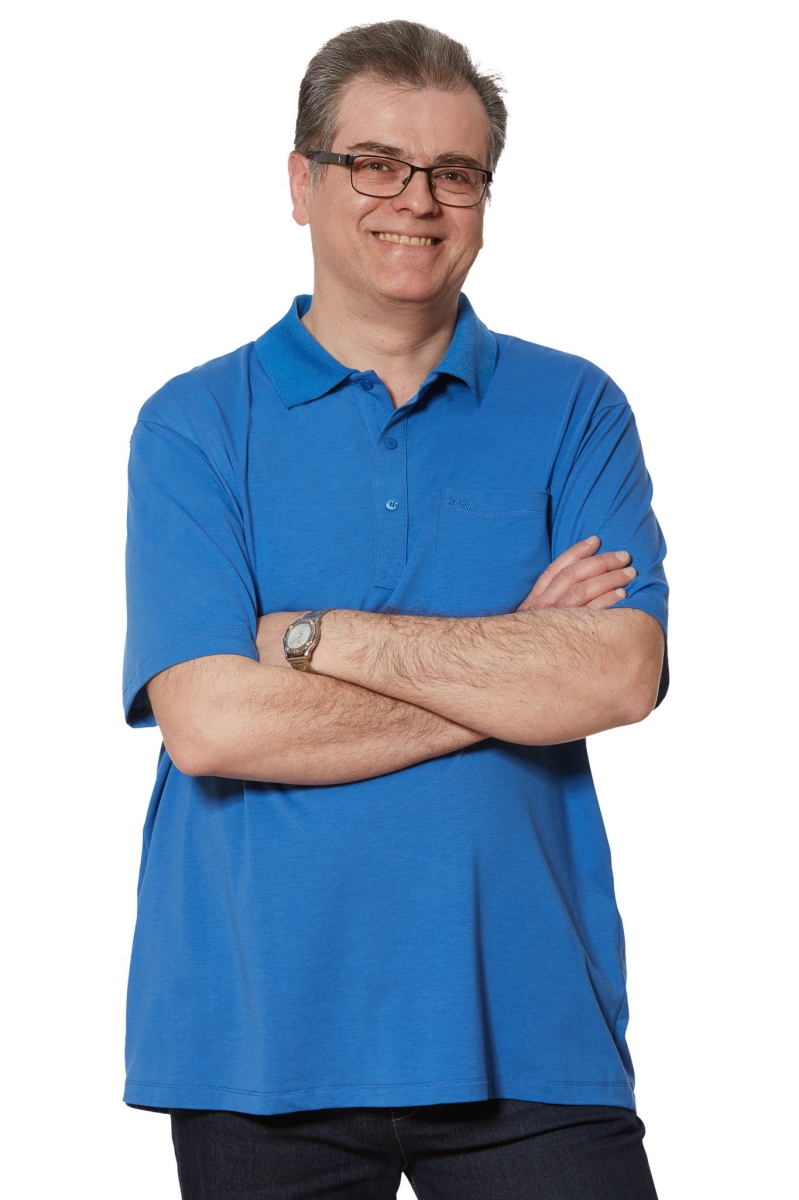 Ralfie Polo Shirt - Blue - Medium - Adaptive Clothing - Easy Access Design