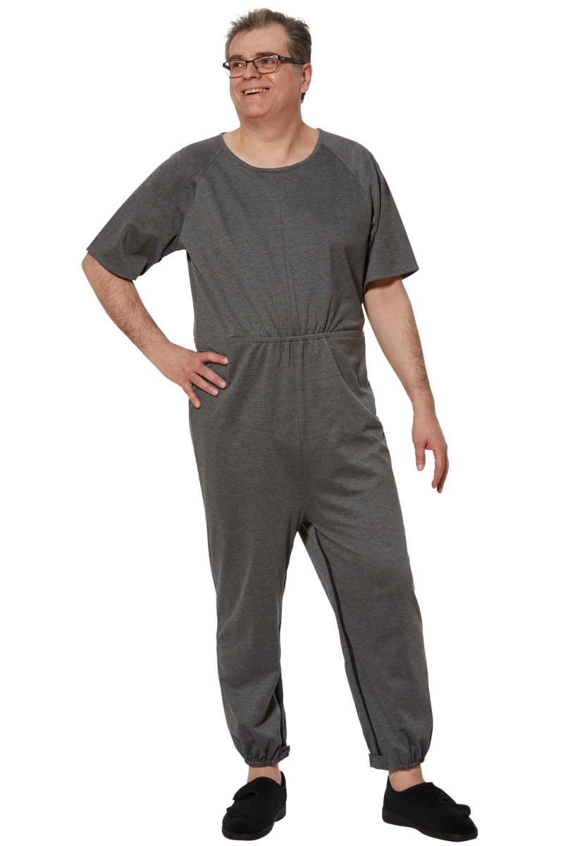 Bobby Anti-Strip Jumpsuit for Men - Grey - Small - Adaptive Clothing
