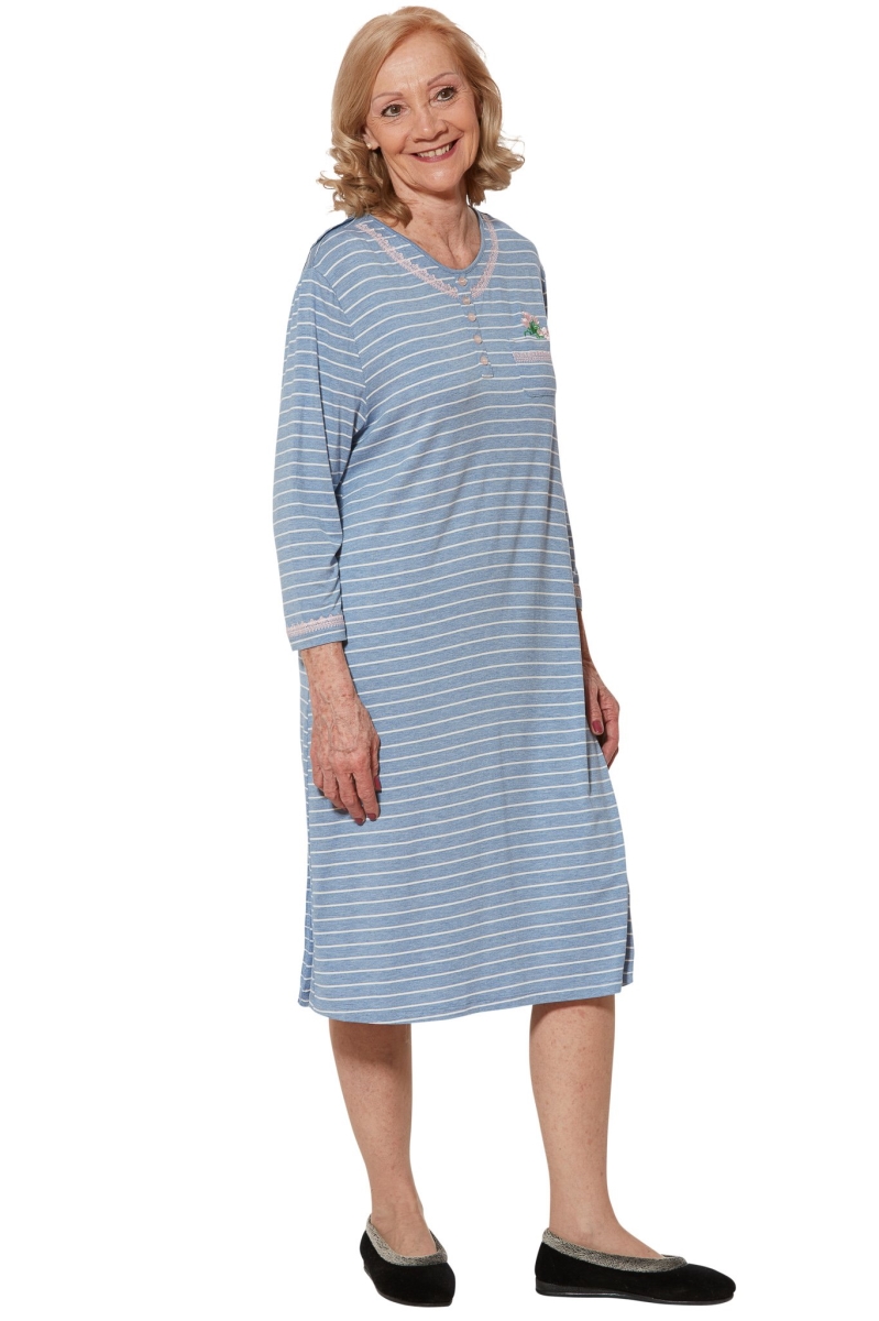 Nikky Adaptive Nightgown for Women - Blue - Extra Large - Comfortable Open Back Design