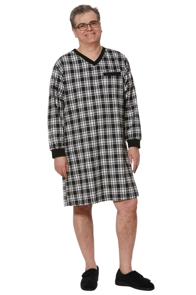 Stewart Nightshirt for Men - Black - Extra Large - Adaptive Clothing with Snap Closures