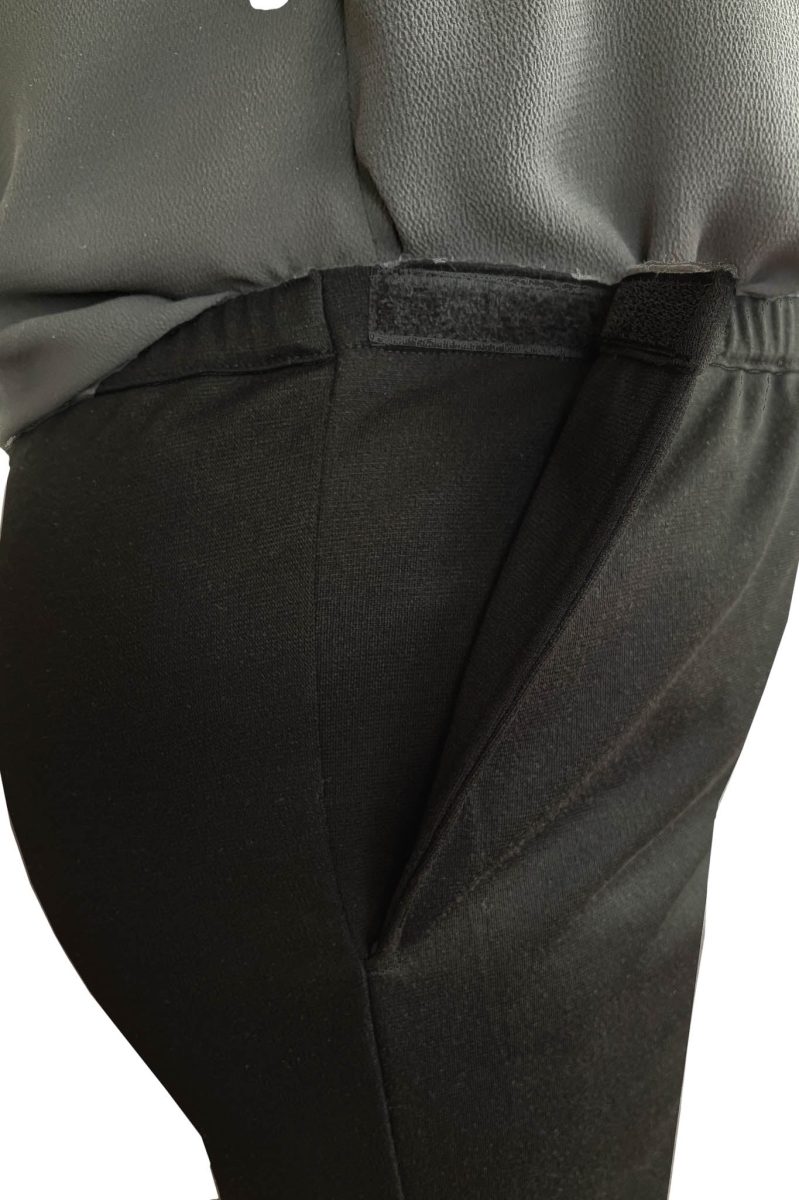 2-602-190-3 Women Knit Side-Opening Adaptive Pants - Arie, Black - Medium