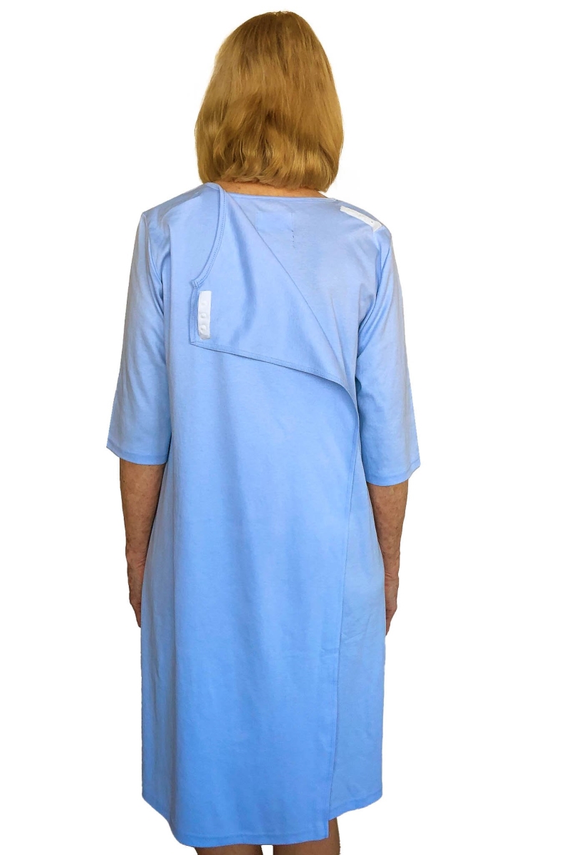 Open Back Adaptive Nightgown for Women - Olivia, Blue - Large