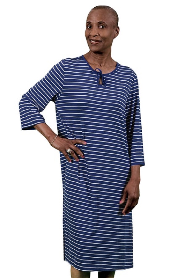 Women Adaptive Nightgown - Lea, Indigo - Extra Large