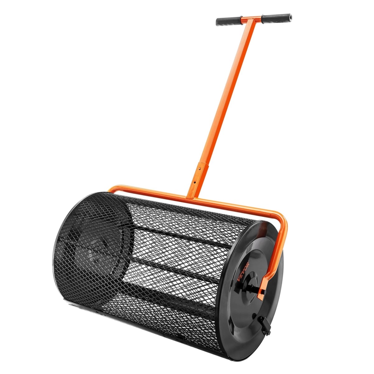 GTSBJH224INCH29UKV0 24 in. Compost Spreader Adjustable Heights Peat Moss Spreader Rust-Proof & Corrosion-Proof for Lawn Garden Care, Black