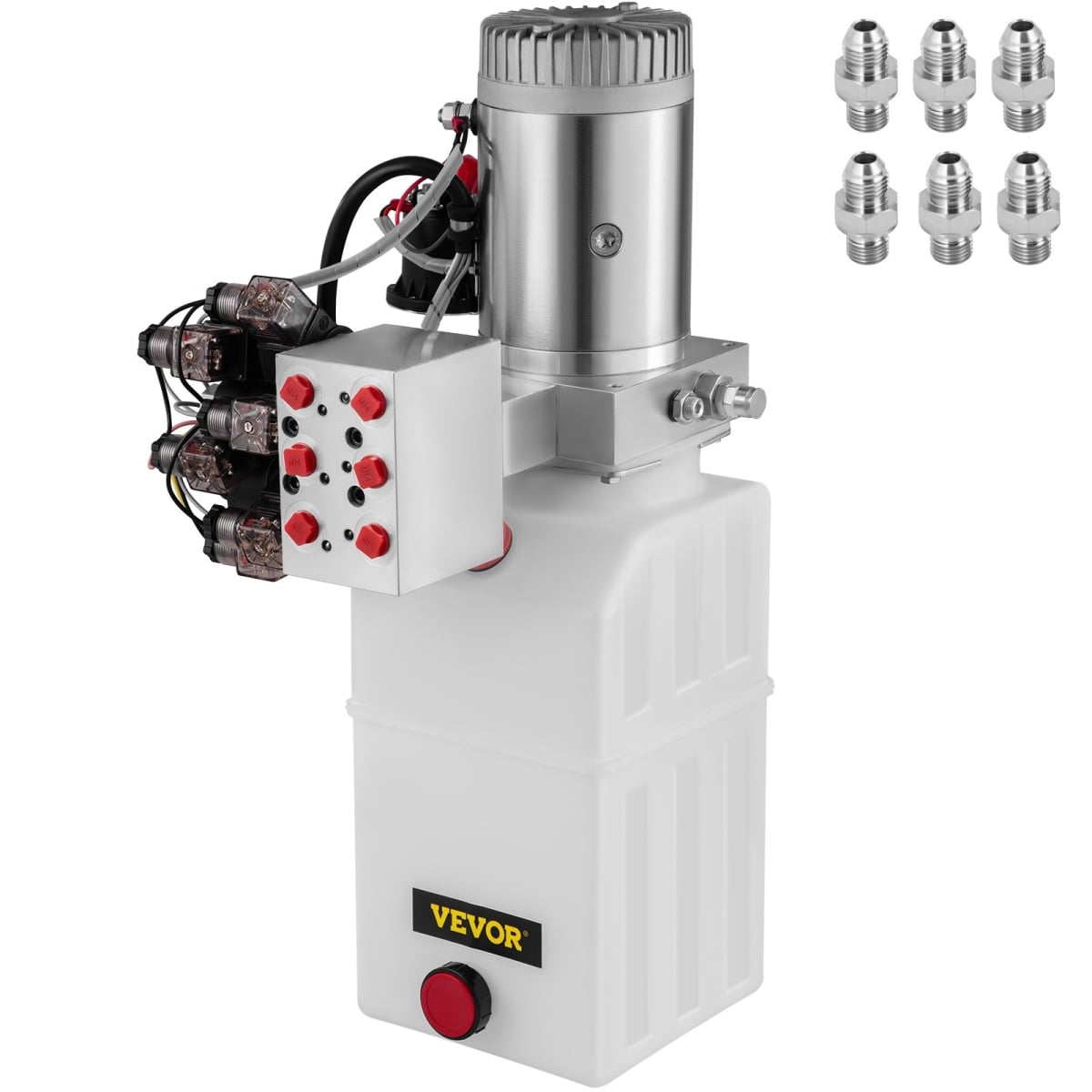 CZYYB6LDDCFSZY001V0 6 qt. 12V 6 Way Hydraulic Pump Double Acting Dump Trailer Control Kit, White