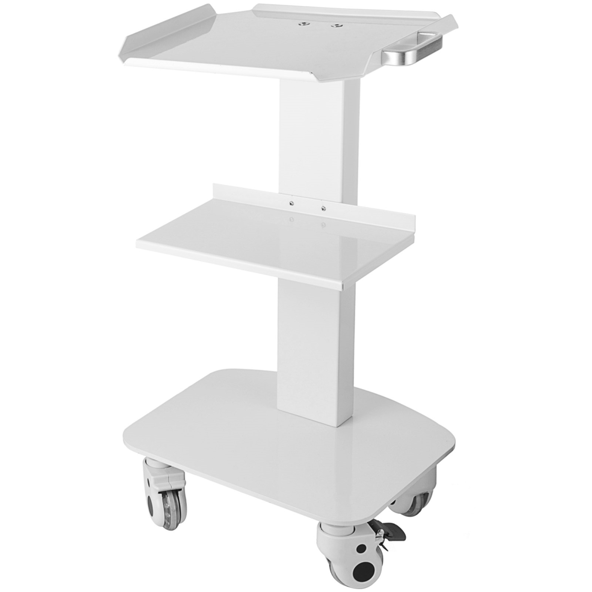 Picture of Vevor SYSSTC-3F-WHITE01V0 3 Trays Utility Cart 3-Layer Trolley Heavy Duty Lab Dental Rolling Utility Cart with 4 PE Wheels 2 of which can be Locked for Fixing Heavy-Duty&#44; White - 33 lbs