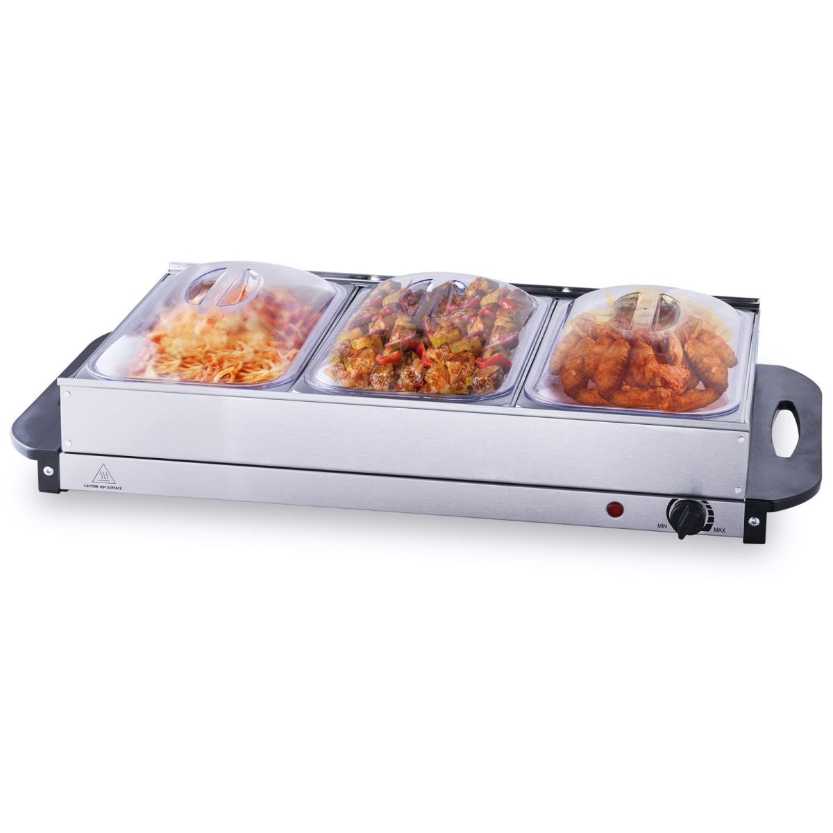 Picture of Vevor DPJRG640364MMQ28AV1 25.6 x 15 in. Electric Buffet Server & Food Warmer - Portable Stainless Steel Chafing Dish Set with Temp Control&#44; Silver