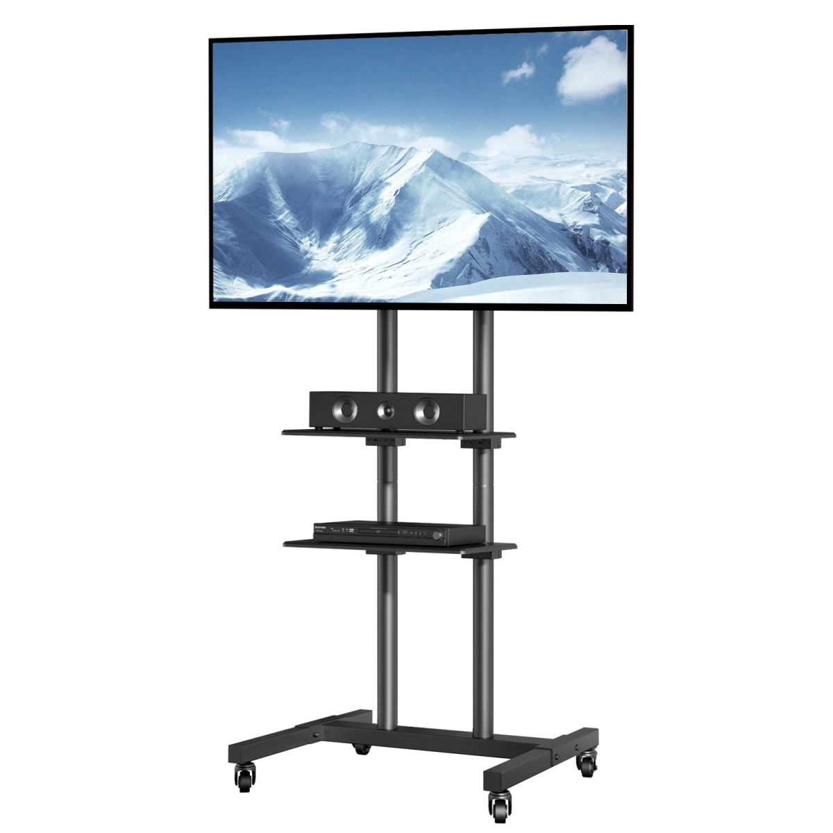 Picture of Vevor LDDSZJKYDLY8557PTV0 Mobile TV Stand Mobile TV Cart for 32-70 in. TVs with Wheels & a Tray