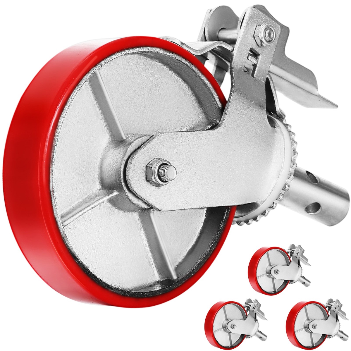 Picture of Vevor TX9-5TXJAZJL00001V0 8 in. Scaffolding Wheels Set - Heavy Duty Scaffolding Casters with Per Set & Locking Stem Casters for Scaffold&#44; Shelves & Workbench&#44; Red - 4400 lbs - Pack of 4