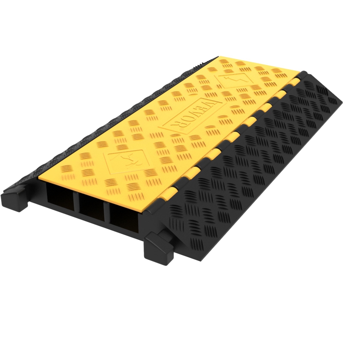 Picture of Vevor GXB900X580X75-3PCV0 3-Channel Rubber Cable Protector Ramps Heavy Duty - Cable Wire Cord Cover Ramp Speed Bump Driveway Hose Cable Ram&#44; Black & Yellow - 44000 lbs
